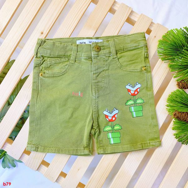  [14-15kg ; 18-19kg] Quần Short Zra Bé Trai - Rêu 2CH 