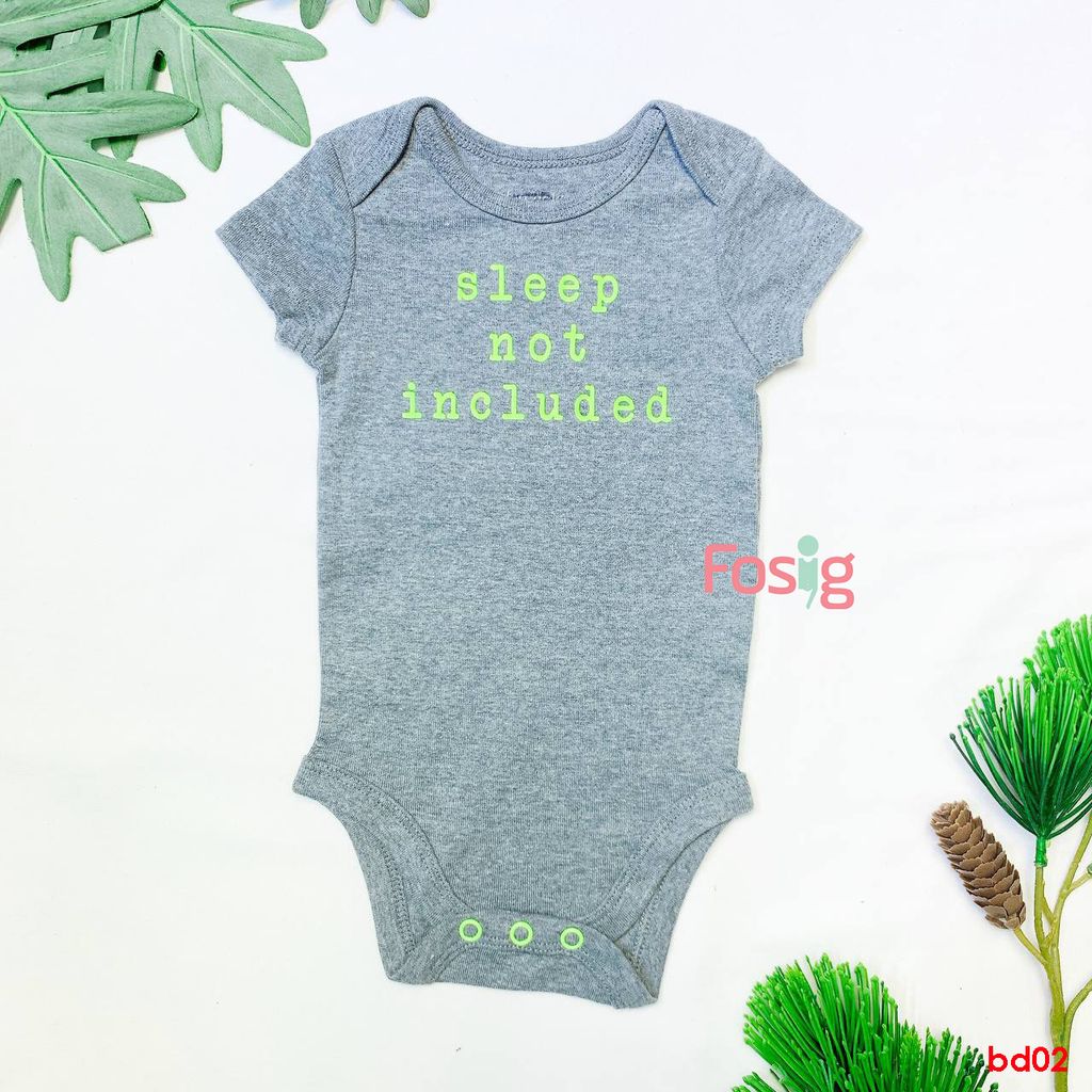  [0-3m] Bodysuit Tay Ngắn Bé Trai OD - Xám Sleep 