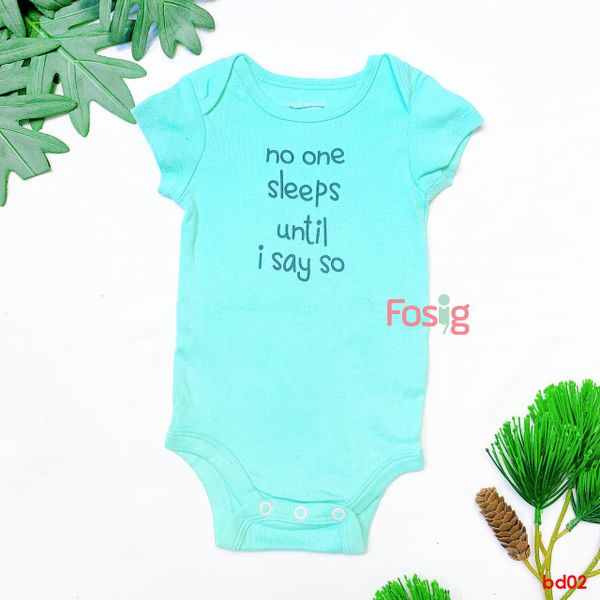  [0-6m] Bodysuit Tay Ngắn Bé Trai OD - Xanh Chữ Đen 