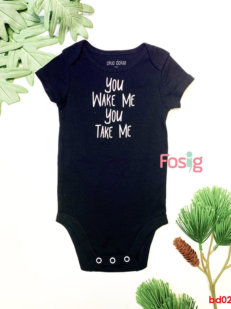  [3-6m, 9-12m] Bodysuit Tay Ngắn Bé Trai OD - Đen You 