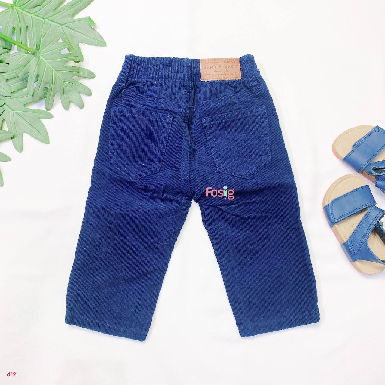  [7-8kg ; 21-24kg ; 35-37kg] Quần Dài Nhung Bé Trai JJ - Navy Sọc Nhung 