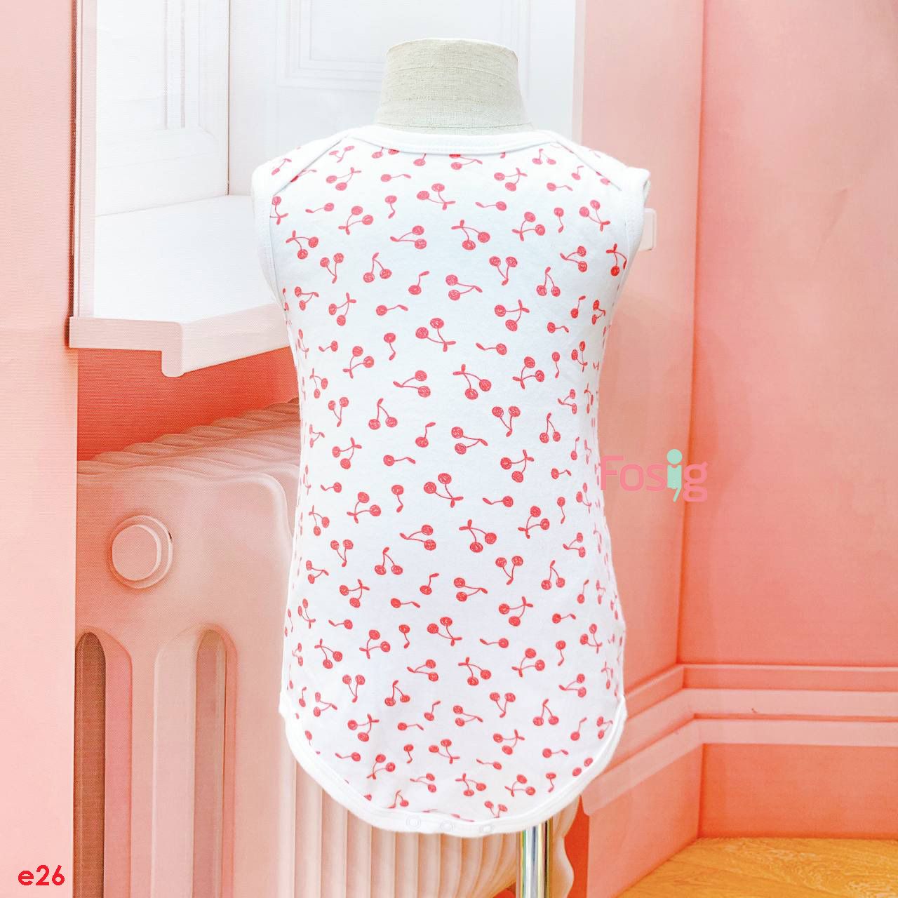  [10-12kg] Bodysuit 3 Lỗ Bé Gái - Trắng Cherry 