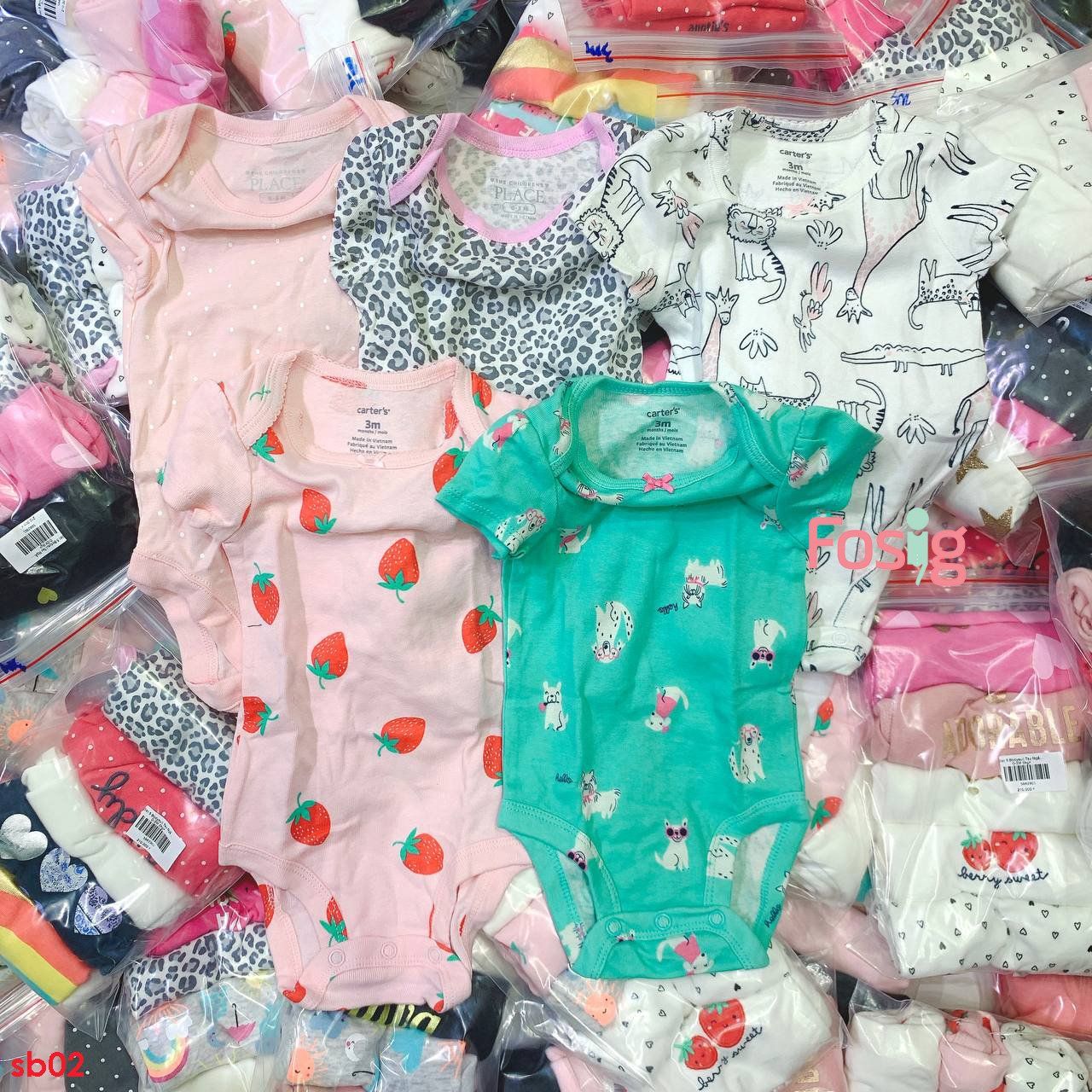  [0-3m, 9-24m] Set 5 Bodysuit Tay Ngắn Bé Gái - Combo ngẫu nhiên 