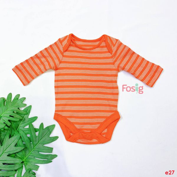  [10-15kg] Bodysuit Tay Dài Bé Trai - Cam Sọc 