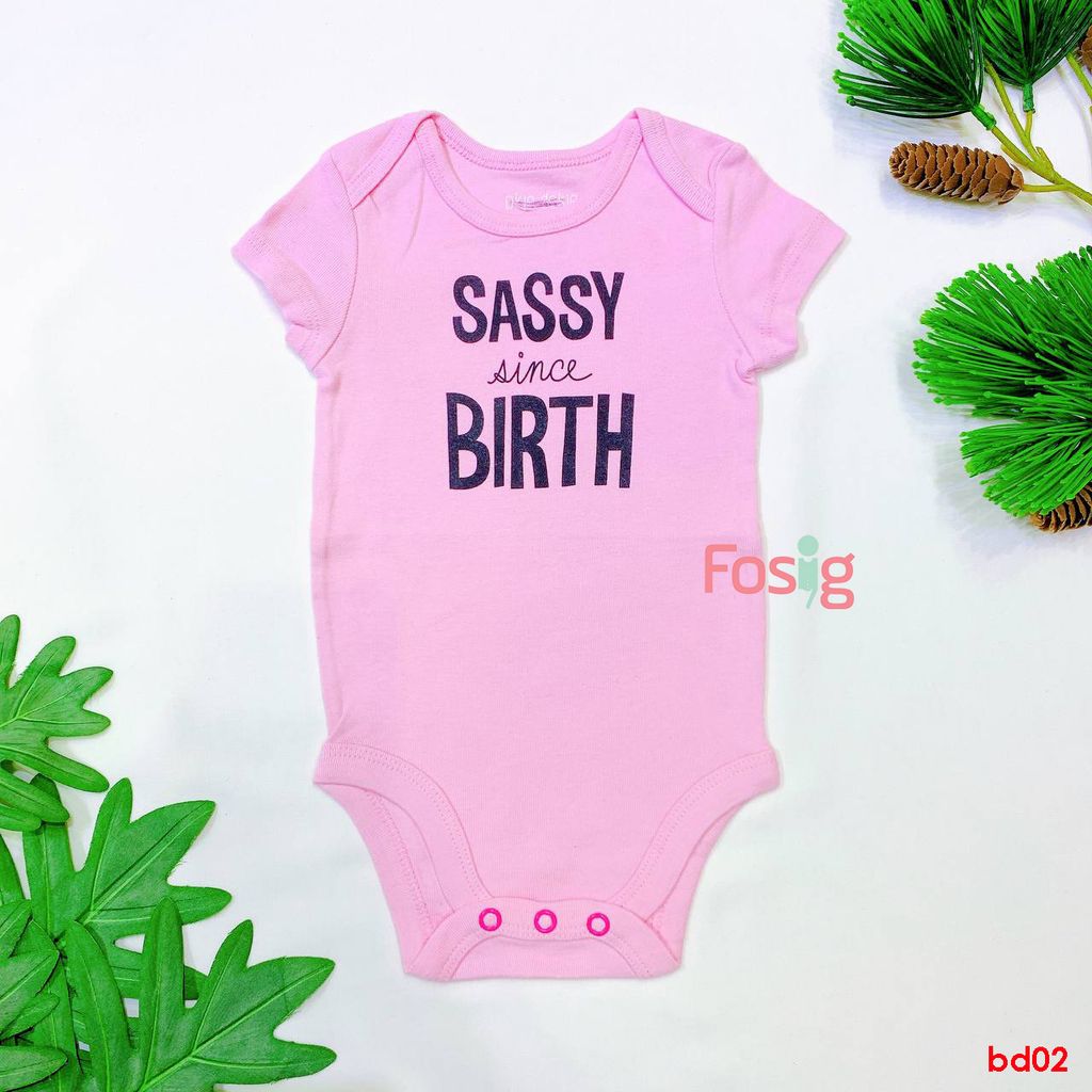  [0-3m; 12-18m] Bodysuit Tay Ngắn Bé Gái OD - Hồng Sassy 