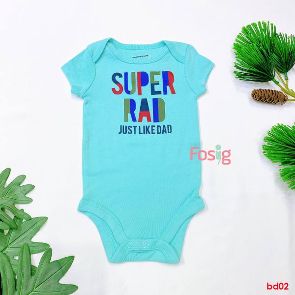  [0-3m] Bodysuit Tay Ngắn Bé Trai OD - Xanh Super 