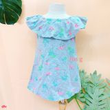  [9-10kg; 12-17kg] Đầm Cotton Trễ Vai Bé Gái GB - Xám Hạc 