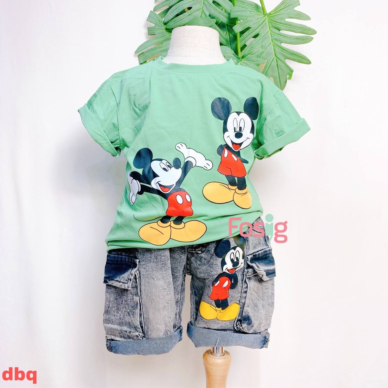  [10-13kg; 14-15kg] Set Đồ BỘ Ngắn Bé Trai - Xanh Mickey Đỏ 