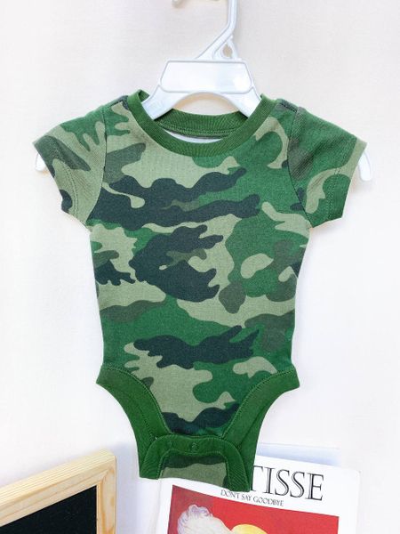  [0-3M ; 6-12M] Bodysuit Tay Ngắn Bé Trai ON - Xanh Rêu Camo 