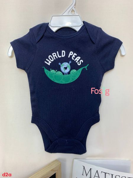  [6-12M] Bodysuit Tay Ngắn Bé Trai ON - Navy World Peas 