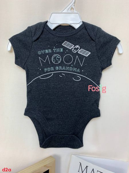  [0-3M ; 6-12M] Bodysuit Tay Ngắn Bé Trai ON - Đen Moon 