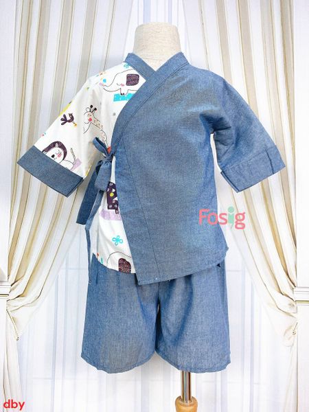  [15-19kg] Đồ Bộ YuKaTa Bé Trai - Trắng Sư Tử Hươu 