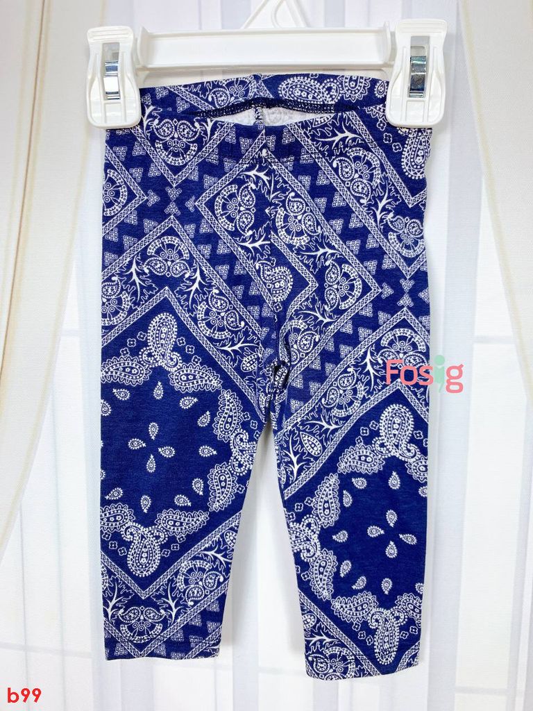  [6-9m] Quần Legging Bé Gái - Navy Họa Tiết 