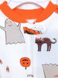  [3-9m] Sleepsuit Khóa Kéo Có Vớ Bé Trai Cter - Trắng Halloween 