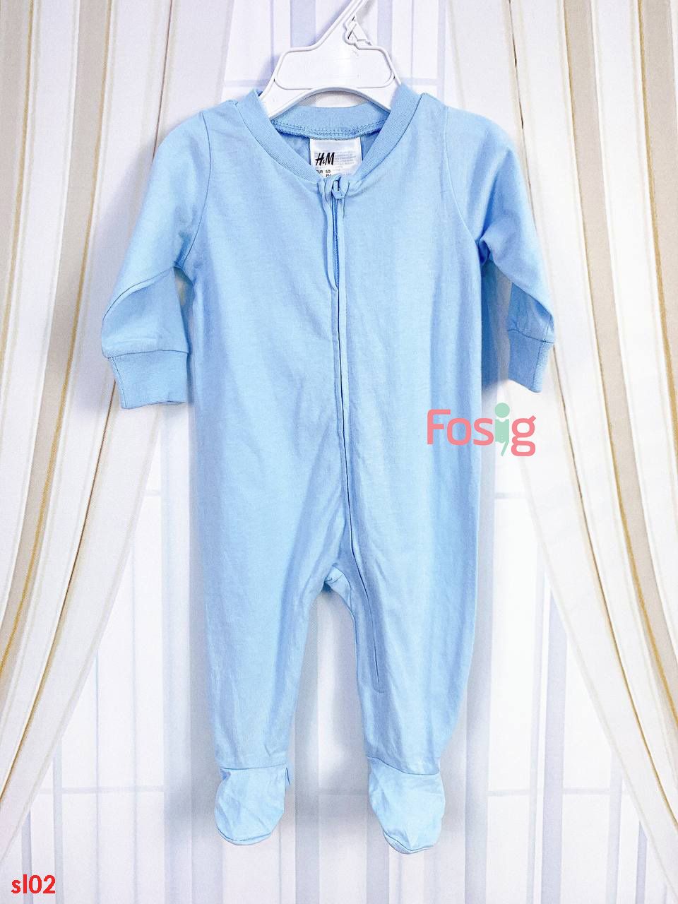  [2-4m] Sleepsuit Có Vớ Bé Trai HM - Xanh Trời 