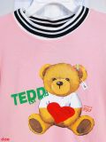  [18-23kg] Đầm Tay Ngắn Cho Bé Gái - Hồng Teddy Xanh 