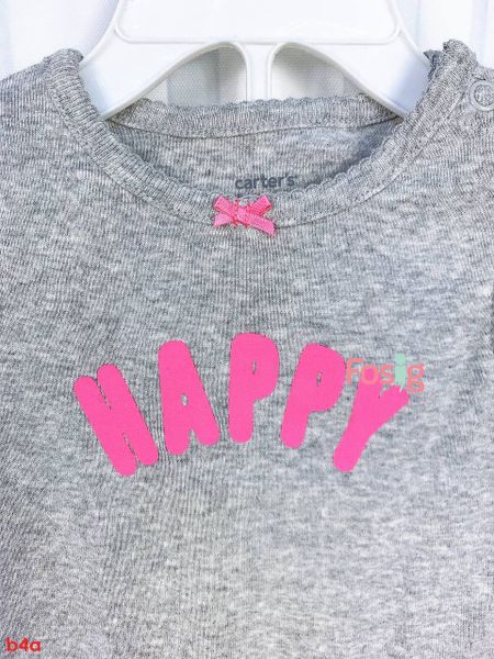  [0-3m] Set Bodysuit Và Quần Bé Gái Cter - Xám Happy 