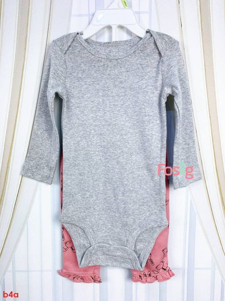  [9-12m] Set Bodysuit Và Quần Bé Gái Cter - Xám Đậm 