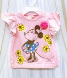  [12-13kg] Áo Thun Tay Ngắn Bé Gái DN - Hồng Hoa Minnie 