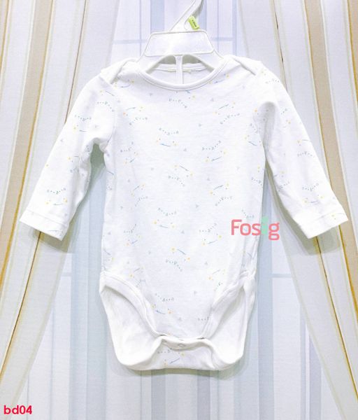  [3-6m] Bodysuit Tay Dài Bé Trai Zra - Trắng Chấm Nhỏ 