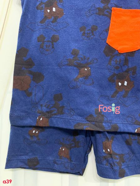  [7-8kg] Set Đồ Bộ Ngắn Bé Trai Oskos - Navy Mickey 