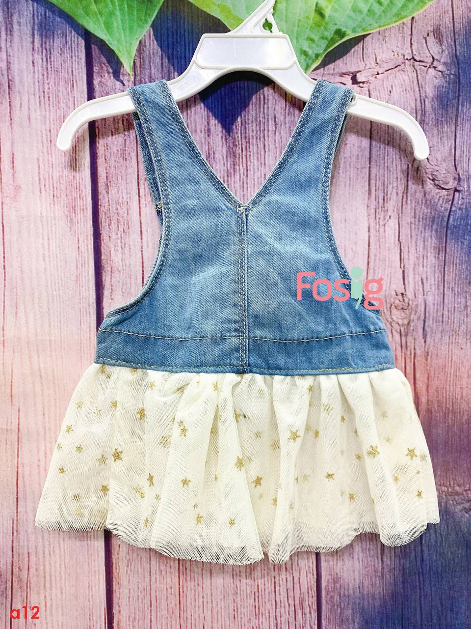  [3-6m; 12-18m] Yếm Đầm Bé Gái Oskos - Xanh Ngựa Navy KS 