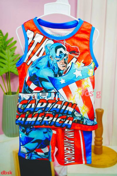  [13-16kg ; 17-21kg] Set Đồ Bộ Ngắn 3 Lỗ Bé Trai SK - Captain America 