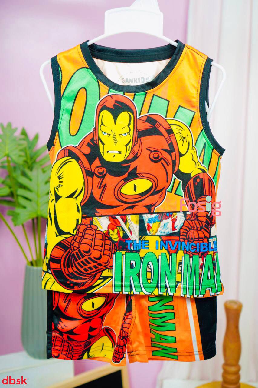  [13-14kg; 17-26kg] Set Đồ Bộ Ngắn 3 Lỗ Bé Trai SK - Iron Man 