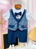  [7-9kg] Set Giả Vest Công Tử Bé Trai - Caro Navy 