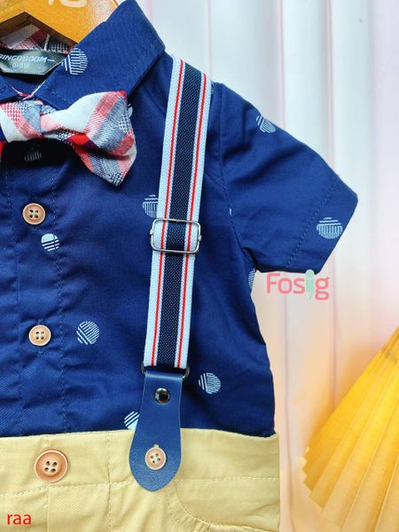  [5-7kg] Set Giả Vest Công Tử Bé Trai - Navy Chấm TLD006 