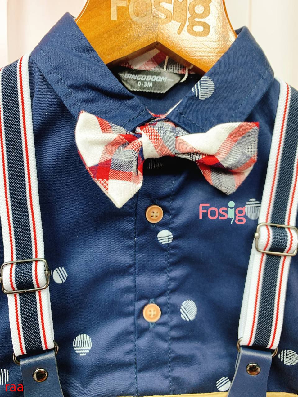  [5-7kg] Set Giả Vest Công Tử Bé Trai - Navy Chấm TLD006 