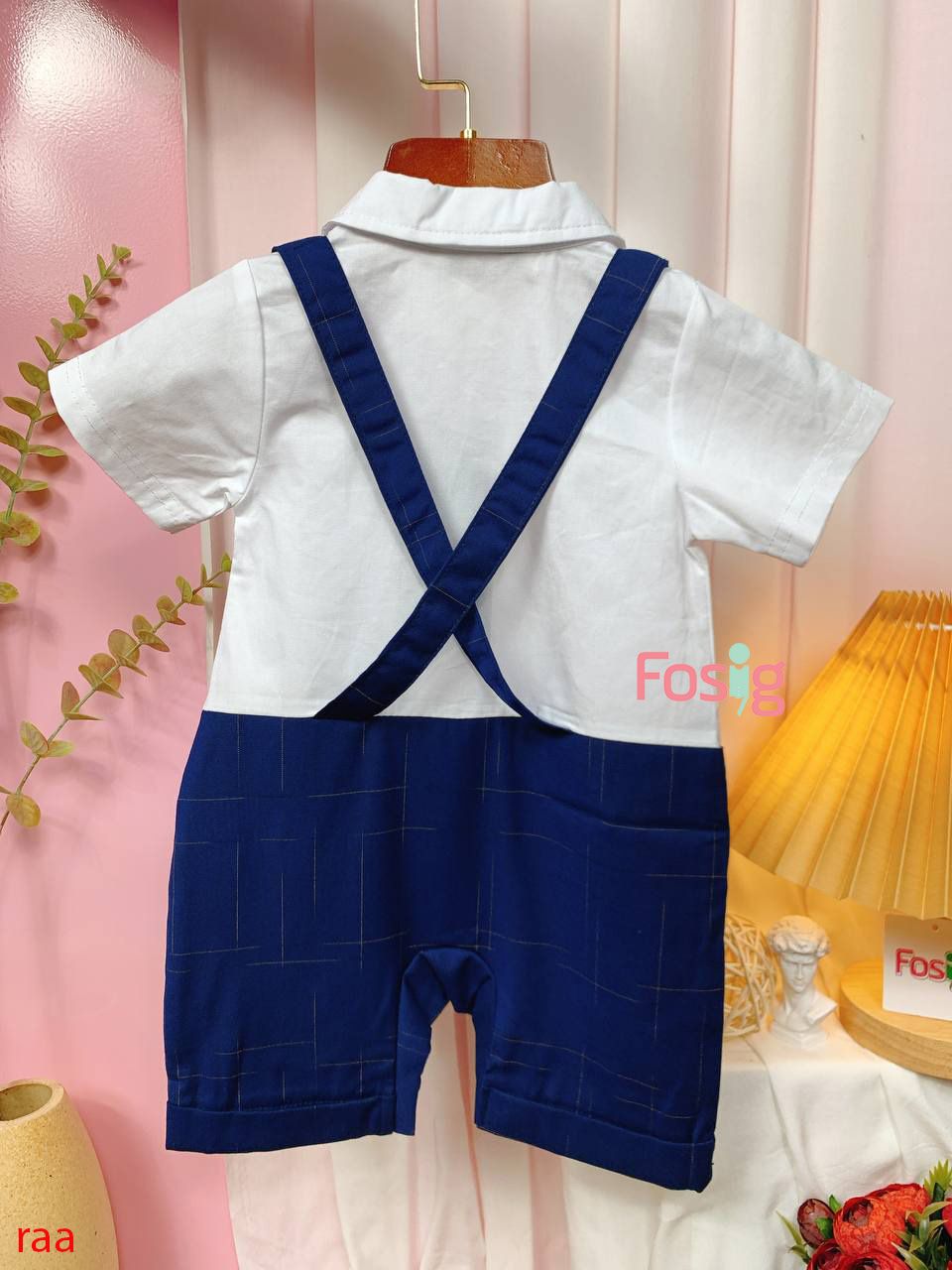  [7-8kg] Set Giả Vest Công Tử Bé Trai - Trắng Navy Caro 