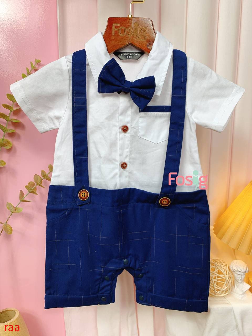  [7-8kg] Set Giả Vest Công Tử Bé Trai - Trắng Navy Caro 