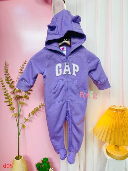  [0-6m] Sleepsuit Da Cá Có Vớ Khóa Kéo Bé Gái GP - Tím GP 