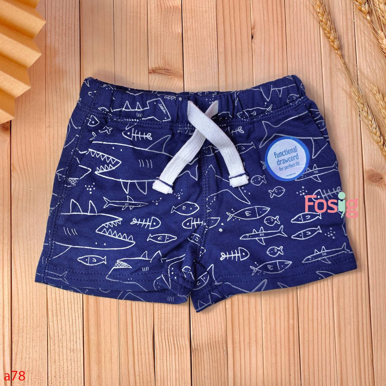  [3m-6m] Quần Short Da Cá Bé Trai Cter - Navy Cá Mập 