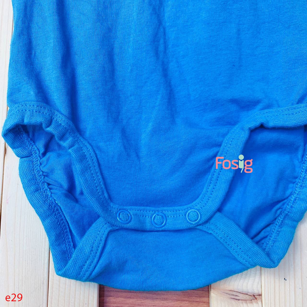  [0-4m] Set 2 Món Bodysuit Kèm Yếm Cổ HM - Xanh Super 