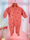  [0-6m] Sleepsuit Gài Nút Có Vớ Bé Trai KB - Nâu Gấu Trúc 