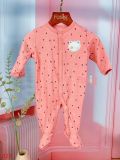  [0-3m] Sleepsuit Gài Nút Có Vớ Bé Gái KB - Nâu Chấm Mèo 