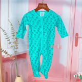  [3-6m] Sleepsuit Cúc Bấm Có Vớ Bé Trai - Xanh Lá Bàn Chân 