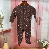  [6m] Sleepsuit Có Vớ Bé Gái - Nâu Chấm Nhỏ 