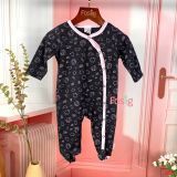  [3-6m] Sleepsuit Cúc Bấm Có Vớ Bé Gái - Đen Lá Hồng 