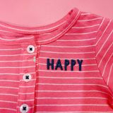  [3-6m] ĐầmThun Cotton Tay Ngắn Bé Gái Cter - Sọc Hồng Happy 