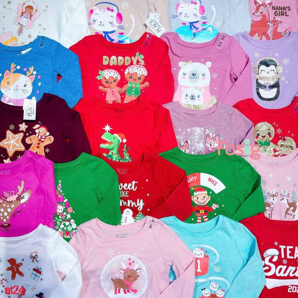  [12-13kg ; 15-16kg] Áo Thun Tay Dài Bé Gái PL - Hồng Đậm Nana's noel 