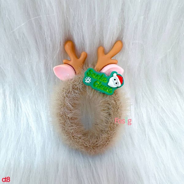  Dây Cột Tóc Lông Nhung Cho Bé Gái - Nâu Santa Claus 