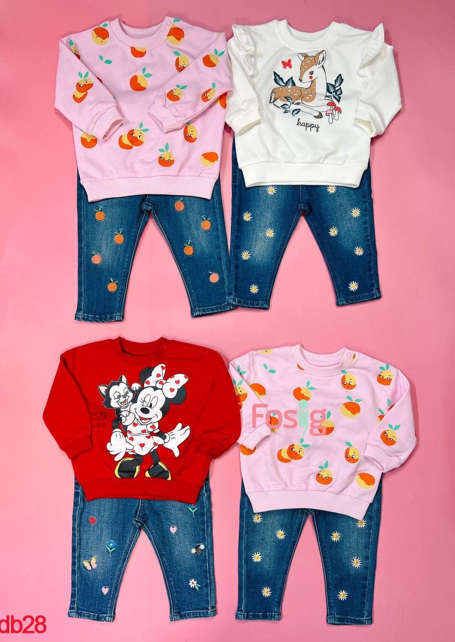  [9-10kg] Set Đồ Bộ Dài Bé Gái HM - Đỏ Minnie 