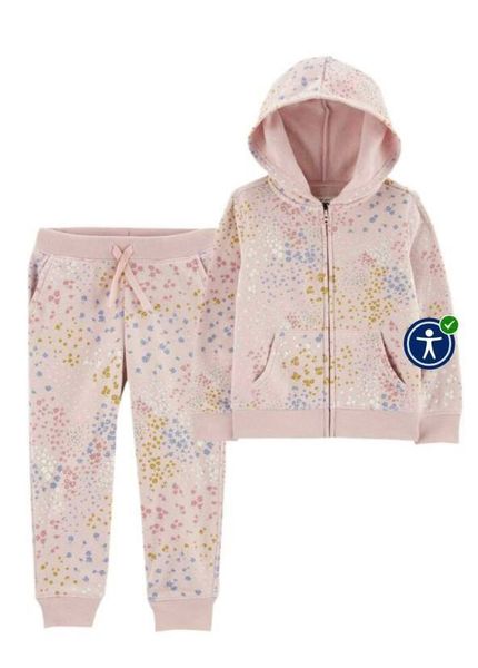  [8-9kg; 17-19kg] Set Đồ Bộ Dài Nỉ Bé Gái Oskos - Hồng Hoa Nhỏ 