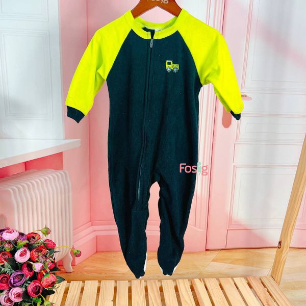  [7-10kg] Sleepsuit Nỉ Bé Trai Gerber - Đen Xe Lửa 