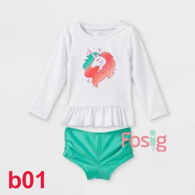  [9-14kg] Đồ Bơi Bé 2 Mảnh Gái CJ - Trắng Ngựa 