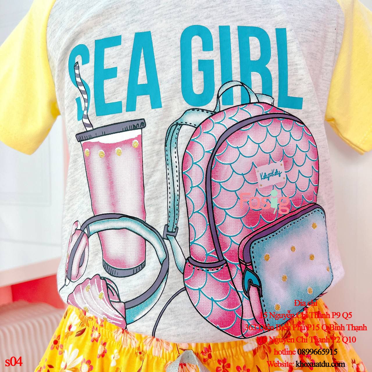  [21-42kg] Set Bộ Áo Chân Váy Bé Gái HM - Xám Sea Girl 