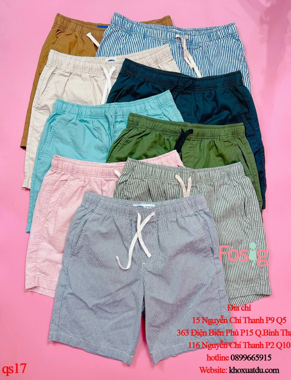  [XL 50-65kg] Quần Short Kaki Nam ON - Xanh Rêu Sọc 